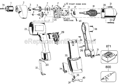 Page A Diagram and Parts List for 1941 Type 5 Black and Decker Cordless Drill
